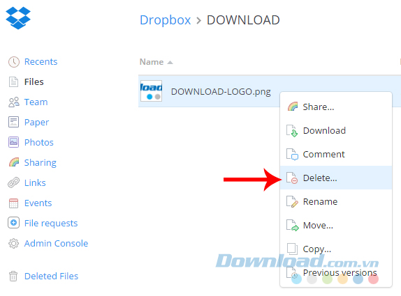 Xóa tạm thời dữ liệu trên Dropbox Xóa tạm thời dữ liệu trên Dropbox