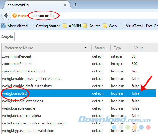 Bật webgl trên trình duyệt