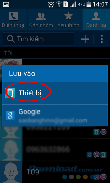 Chọn thiết bị