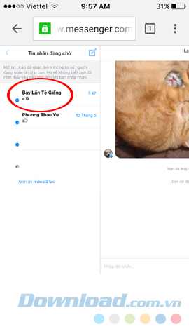 Xem tin nhắn Facebook trên điện thoại