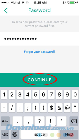 Change password Snapchat