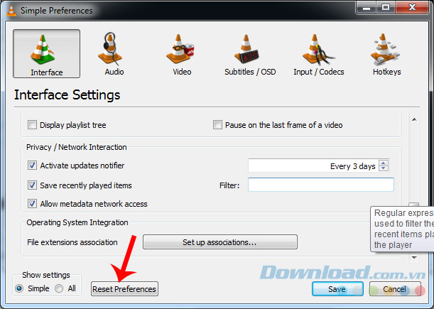 VLC mất tiếng