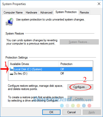 Nhấn vào Configure Nhấn vào Configure