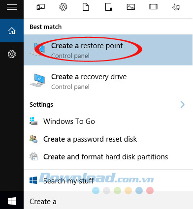 Create a restore point Create a restore point