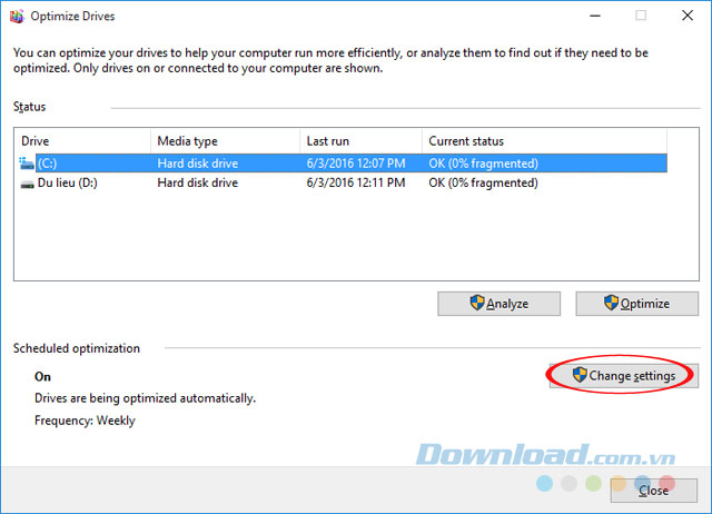 Thay đổi cài đặt Thay đổi cài đặt