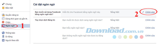 Cài đặt ngôn ngữ