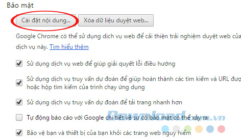 Cài đặt nội dung Cài đặt nội dung