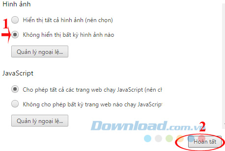 Cài đặt hình ảnh Cài đặt hình ảnh