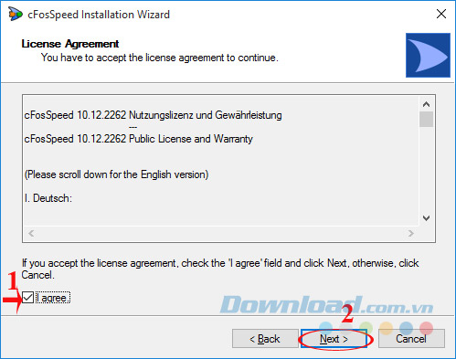 Đồng ý cài đặt cFosSpeed Đồng ý cài đặt cFosSpeed