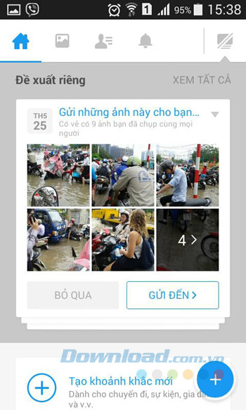 Giao diện chính của Moments Giao diện chính của Moments