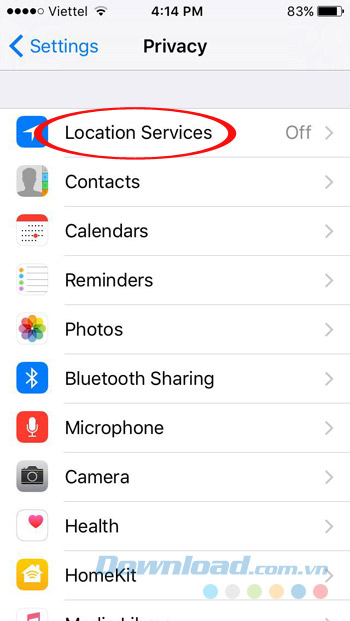 Cài đặt Location Services Cài đặt Location Services