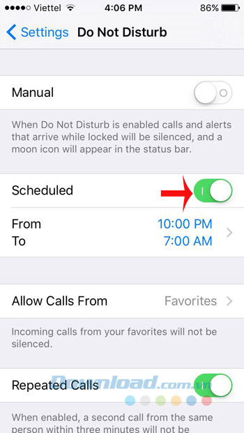 Lên lịch tự động bật chế độ Không làm phiền Lên lịch tự động bật chế độ Không làm phiền
