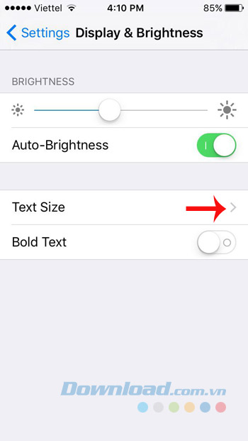 Cài đặt cỡ chữ Cài đặt cỡ chữ