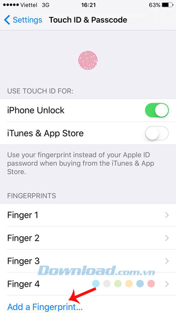 Thêm dấu vân tay Thêm dấu vân tay