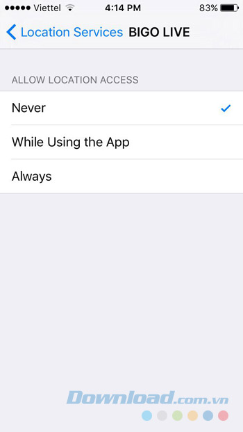 Thiết lập định vị cho từng ứng dụng Thiết lập định vị cho từng ứng dụng