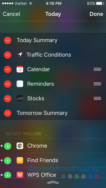 Tùy chỉnh mục Hôm nay Tùy chỉnh mục Hôm nay