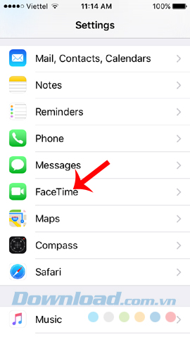 Kích hoạt Facetime trên điện thoại