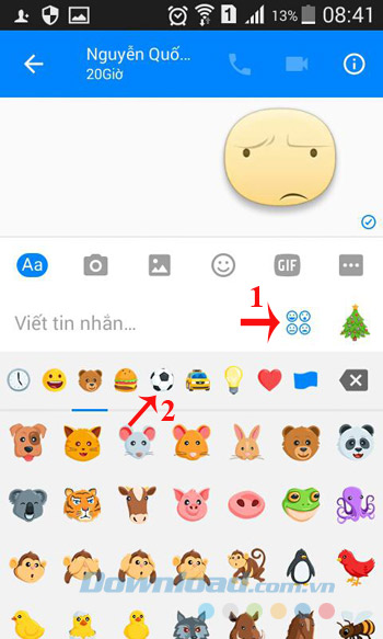Nhấn vào biểu tượng 4 mặt cười