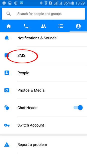 Nhấn vào SMS