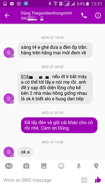Giao diện nhắn tin SMS