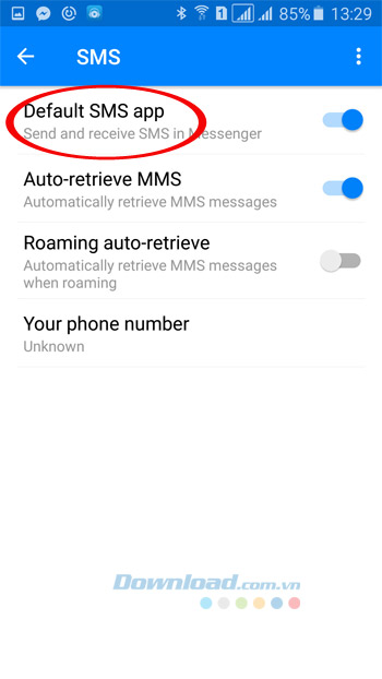 Chọn SMS làm ứng dụng mặc định