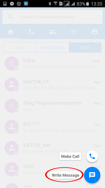 Giao diện nhắn tin