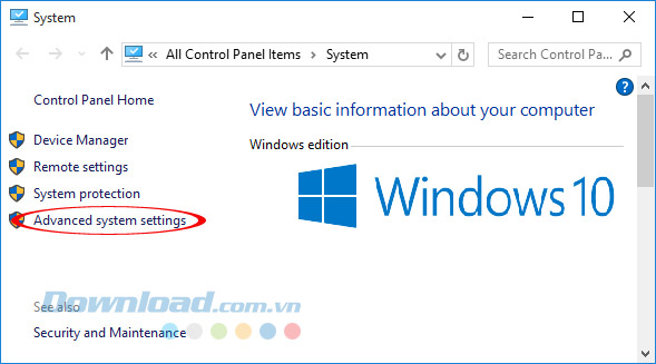 Advanced System Settings Advanced System Settings