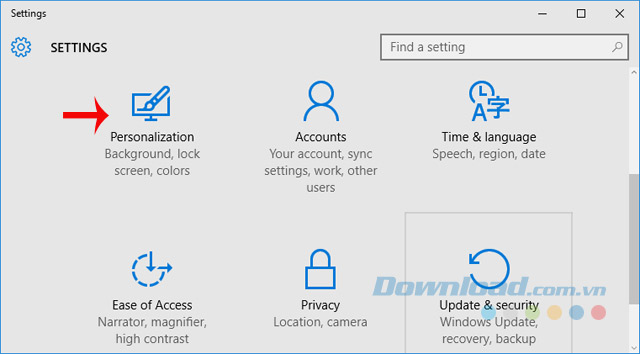 Nhấn vào Personalization Nhấn vào Personalization