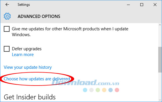 Lựa chọn Update Lựa chọn Update