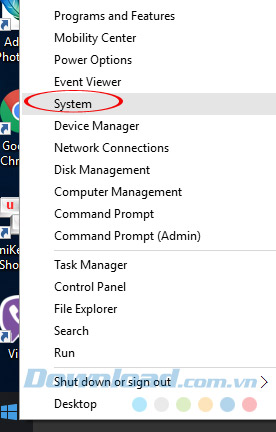 Nhấn vào System Nhấn vào System