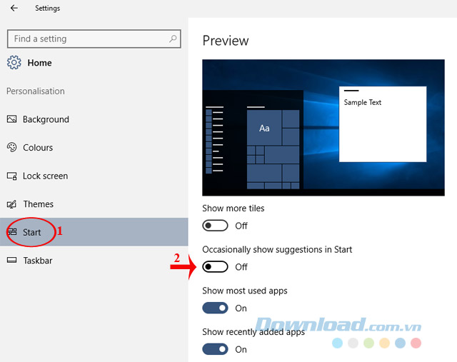 Tắt tùy chọn Occasionally Tắt tùy chọn Occasionally