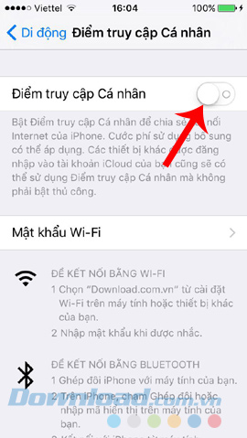 Dùng iphone phát wifi