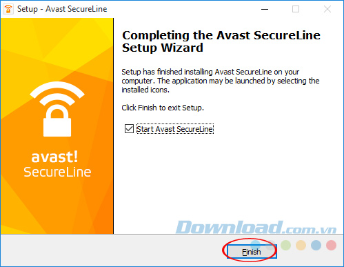 Kết thúc cài đặt Avast SecureLine