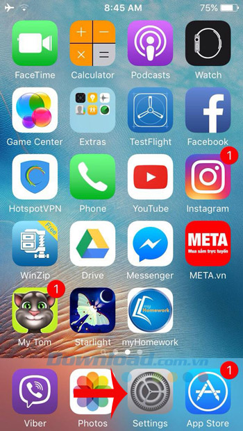 Vào phần Cài đặt Vào phần Cài đặt