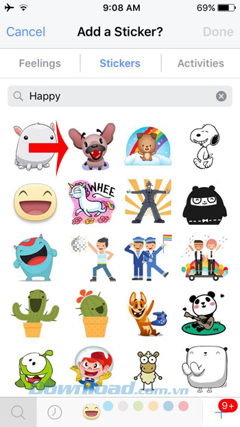 Chọn sticker Chọn sticker