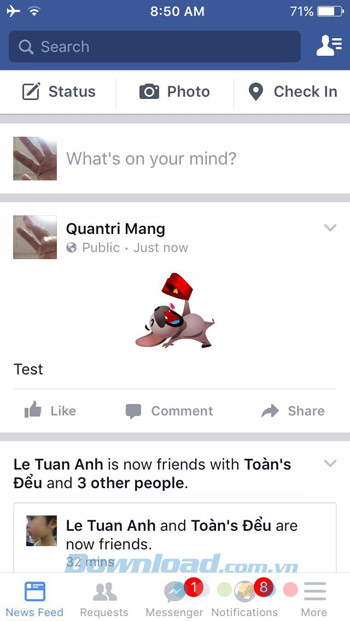 Status sau khi đăng Status sau khi đăng