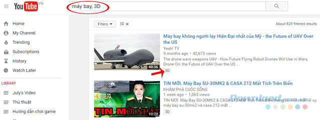 Tìm video 3D Tìm video 3D