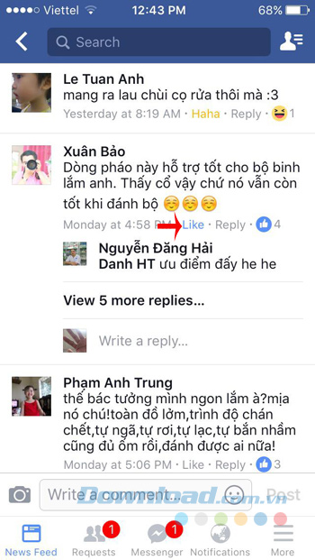 Nhấn nút Like