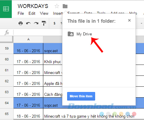 Copy dữ liệu từ Google Docs sang Google Drive Copy dữ liệu từ Google Docs sang Google Drive