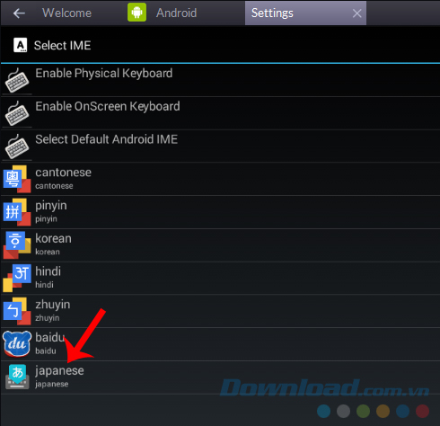tìm kiếm bằng tiếng Nhật trên BlueStacks