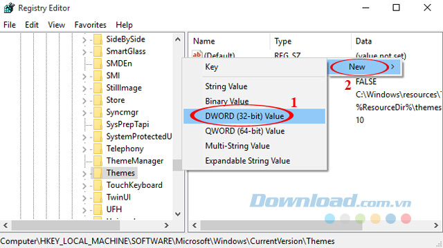 Hộp thoại Run Themes