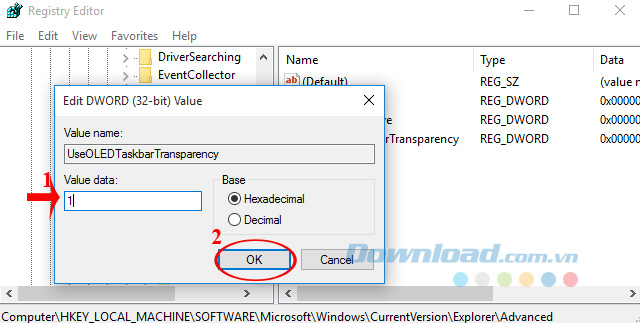 UseOLEDTaskbarTransparency UseOLEDTaskbarTransparency