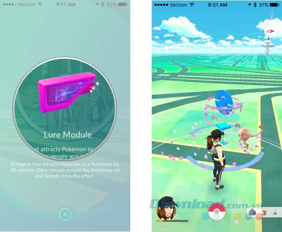 Bắt pokemon bằng Lure module