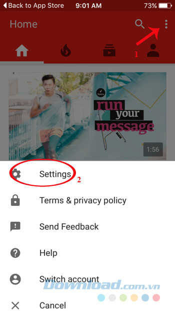 Vào phần Cài đặt