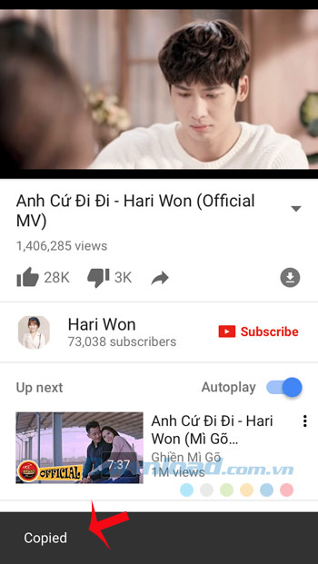 Thông báo copy thành công