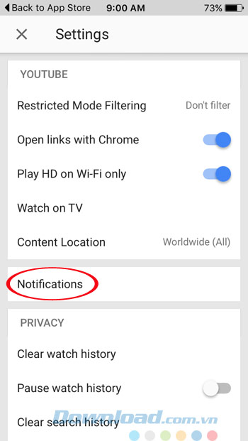 Cài đặt thông báo