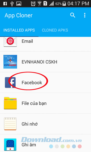 Giao diện chính của App Cloner