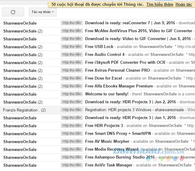Xóa thư theo tùy chọn