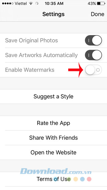 Tắt tùy chọn chèn logo