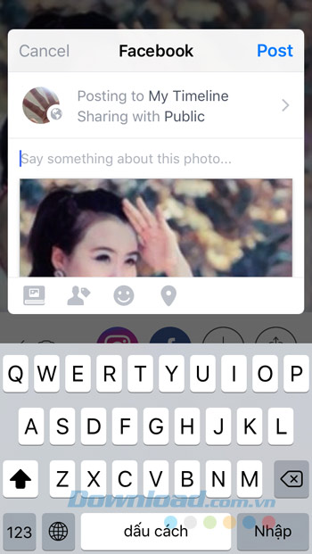 Chia sẻ ảnh qua Facebook